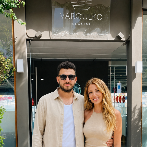 @Ilmas_tsimikas wearing a Ravello linen shirt at a lunch with his wife