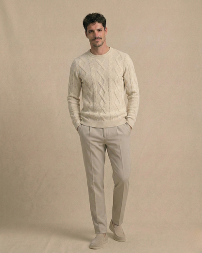 Ascot Cable Knit Sweater